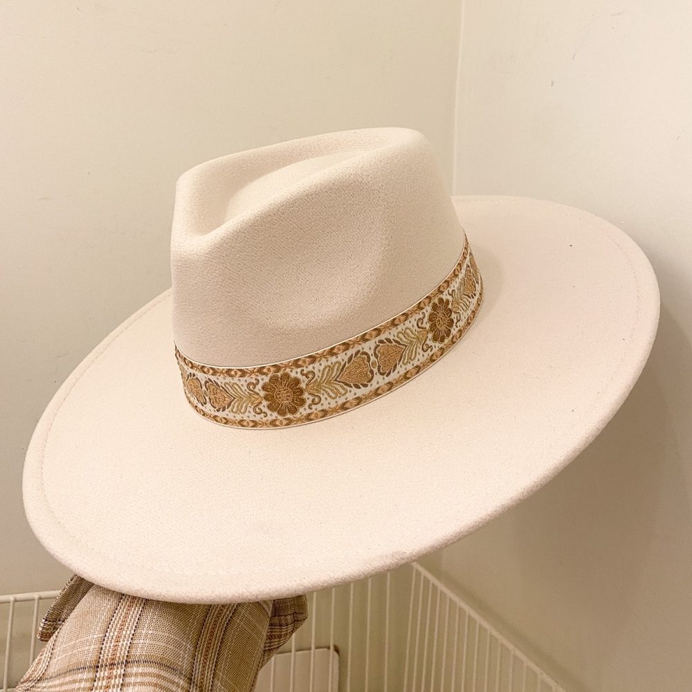 Ivory Fedora Wide Brim Hat